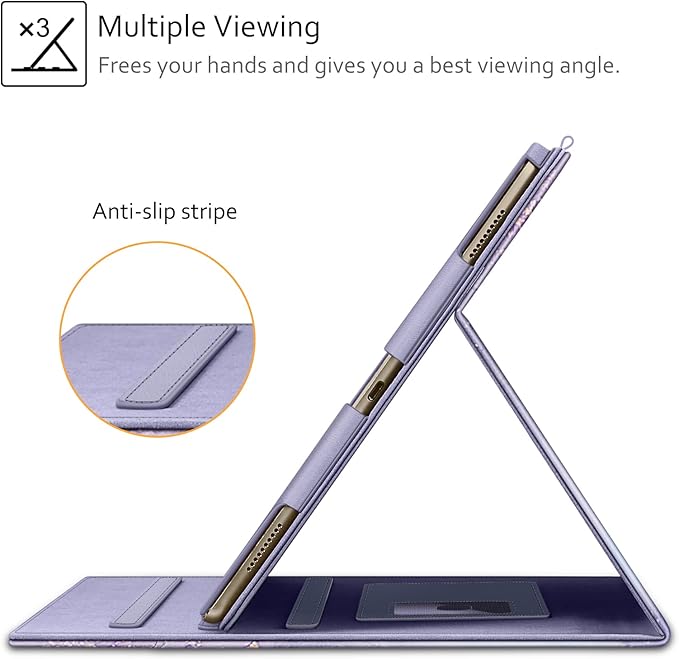 Fintie Multi-Angle Case, 2017/2015 iPad Pro 12.9 inch (Old Model) 1st & 2nd Gen Case - [Corner Protection] Folio Stand Cover with Pencil Holder & Pocket, Auto Wake/Sleep, Lilac Marble