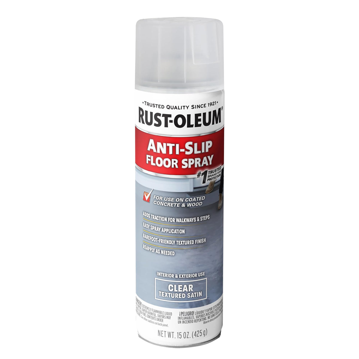 Rust-Oleum Anti-Slip Floor Spray | Textured Finish Adds Traction | Fast-Drying Formula | Resists Peeling & Fading | Clear | 15 oz Aerosol
