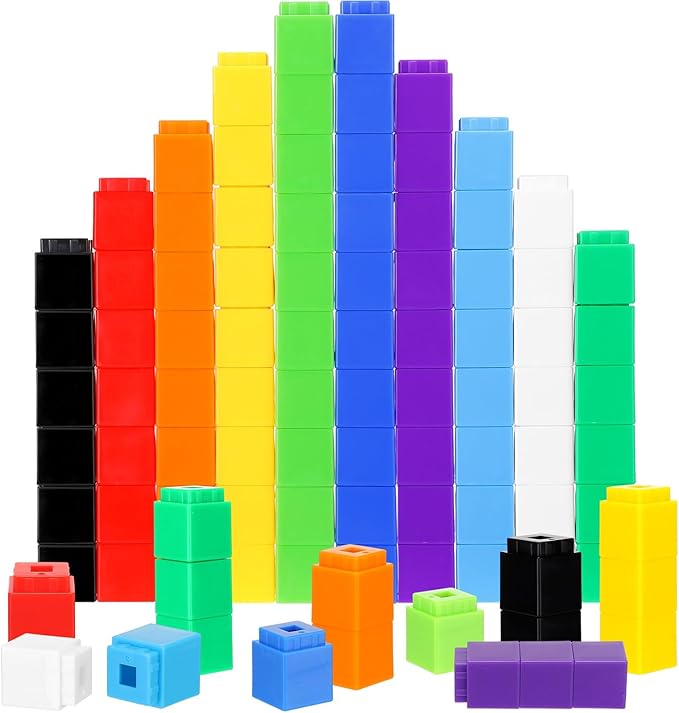 Jenaai 300 Pcs Counting Cubes, Plastic Connecting Blocks, Colorful Math Cubes, Math Manipulatives Classroom Learning Supplies, Preschool Learning Materials, Counting Toys (Simple Style)