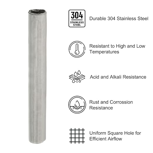 PATIKIL 40" L x 16" W Woven Wire Mesh, 250 Mesh 304 Stainless Steel Air Vent