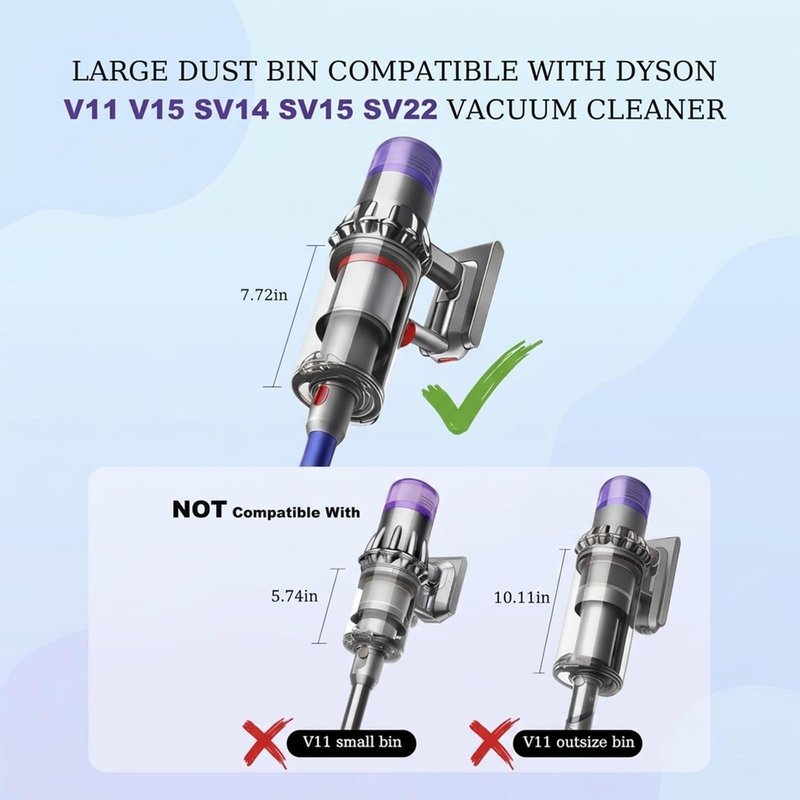 Dust Bin Replacement Compatible With Dyson V11 V15 SV14 SV15 SV22 cordless vacuum cleaner, Canister vacuum attachments for Part no.965443-01