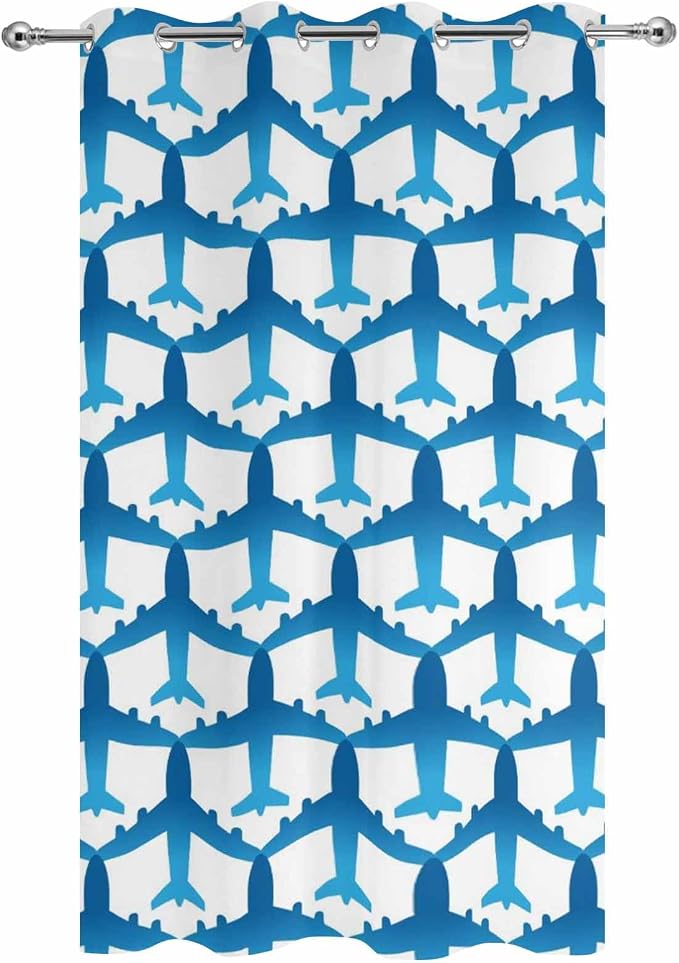 Outdoor Curtains for Patio Waterproof Weatherproof Blue Aircraft Porch Curtains