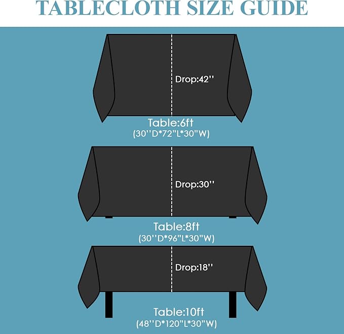 VidaFete 90 * 156inch 2pack Rectangle Table Cloth Polyester, Stain Wrinkle Resistant Dining Table Cover for Kitchen Dinning Party Wedding Rectangular Tabletop Buffet Decoration(Black)