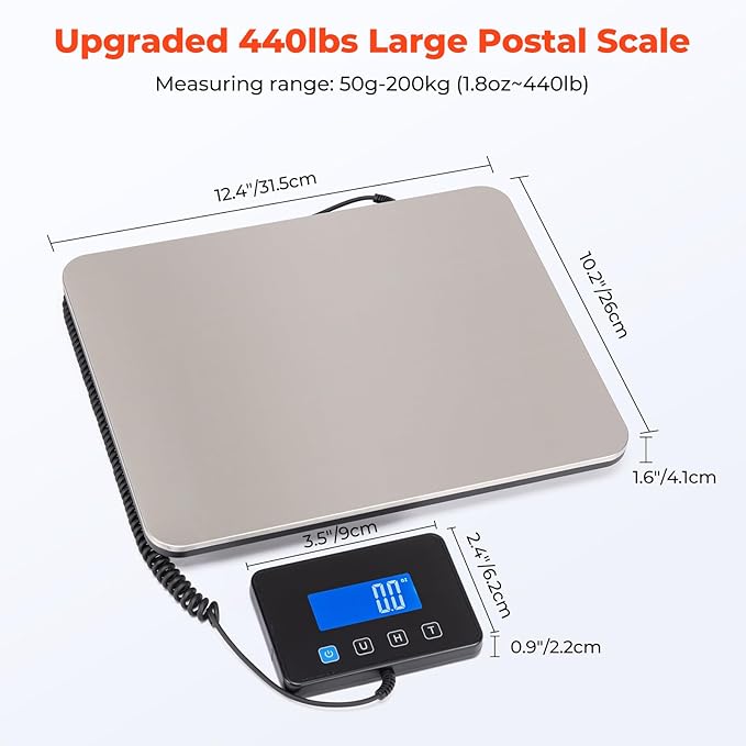 MUNBYN RW403B Bluetooth Thermal Label Printer+4"x6" Direct Thermal Shipping Labels+IPS03 440lb for Postal Scale