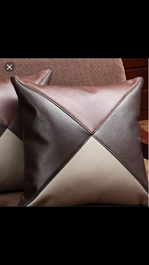 D DOLLY LAMB Lambskin Leather Pillow Cover - Sofa Cushion Case - Decorative Throw Covers for Living Room & Bedroom, 16x16 Inches - Multi Color 01 Pack of 2