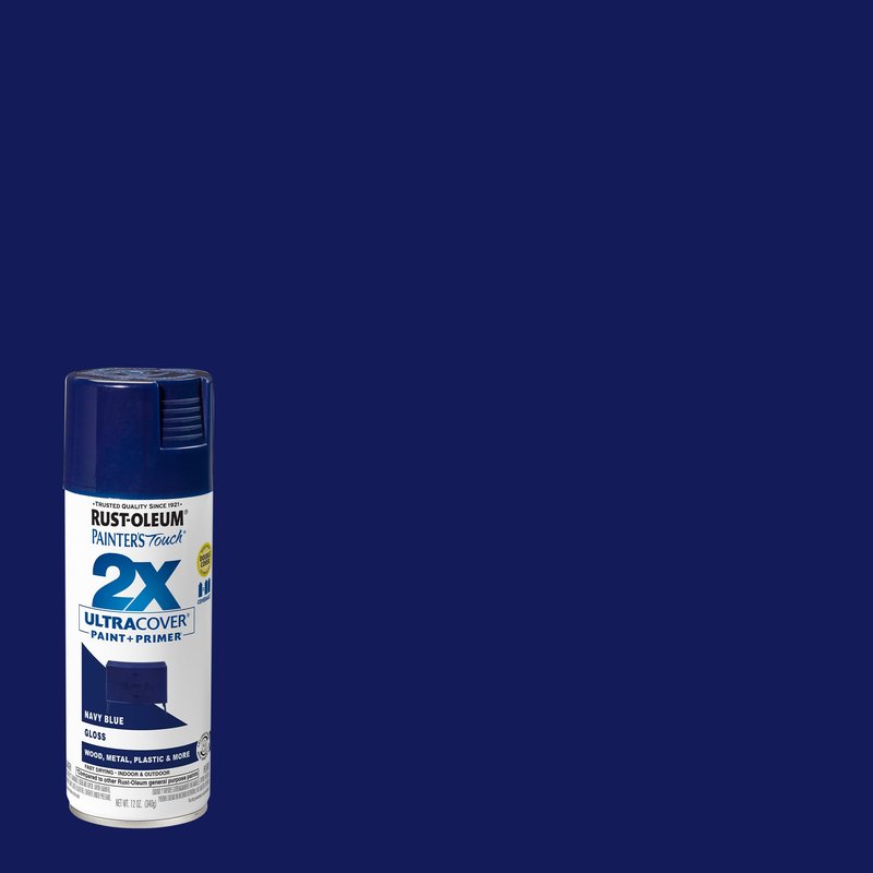 Rust-Oleum 334041-2PK Painter's Touch 2X Ultra Cover Spray Paint, 12 oz, Gloss Navy Blue, 2 Pack