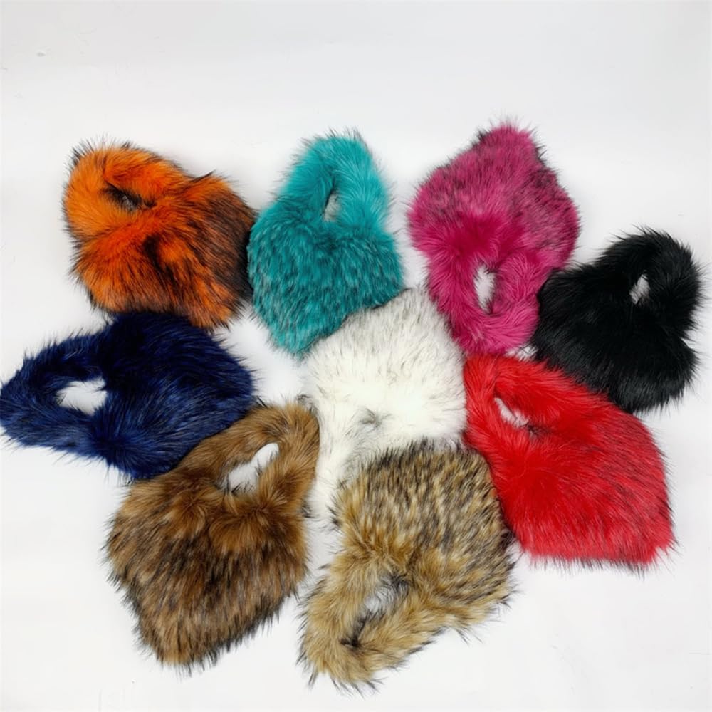 Rejolly Heart Shaped Furry Purse for Women Fluffy Faux Fur Trendy Y2K Girls Handbag Soft Shoulder Bag Brown
