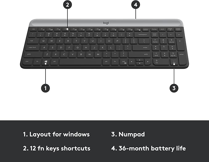 Logitech MK470 Slim Wireless Combo - Graphite (Renewed)