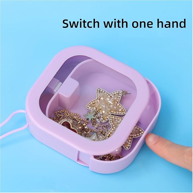 2pcs Hair Tie Organizer,Portable Travel Qtip Holder,Bathroom Storage Organizer Qtip Dispenser Cotton Swabs Dispenser Kids Hair Accessory Box with Lid for Bathroom,Desktop Organizer(2PCS,Purple)