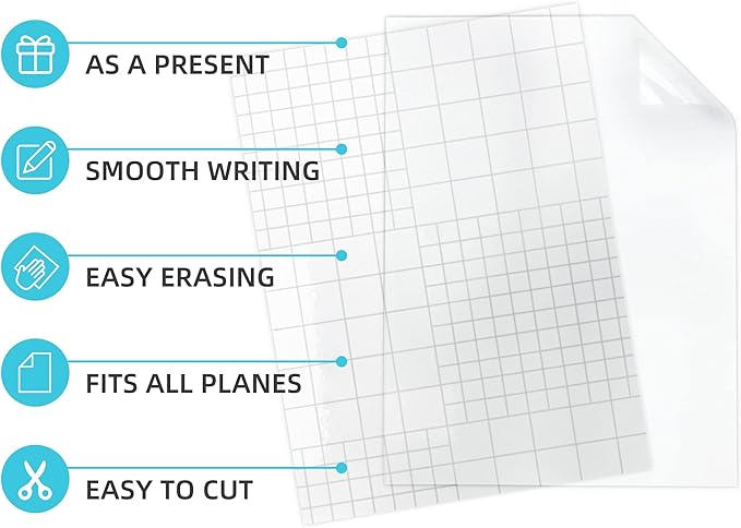 T&W SAME FILM 4 Pcs Dry Erase Board Sticker- Whiteboard Stickers-8.3''x11.7'' Removable Dry Erase Sheets- Fridge Dry Erase Paper for Wall/Desk/Refrigerator/Door/Locker/Home/Office/Classroom (Clear)