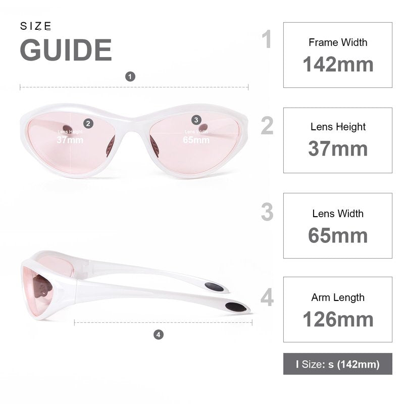 ADE WU Trendy Rave Sunglasses for Women Men Wraparound Lightweight Sporty Sun Glasses for Cycling Running, Pearl White Frame Pink Lense