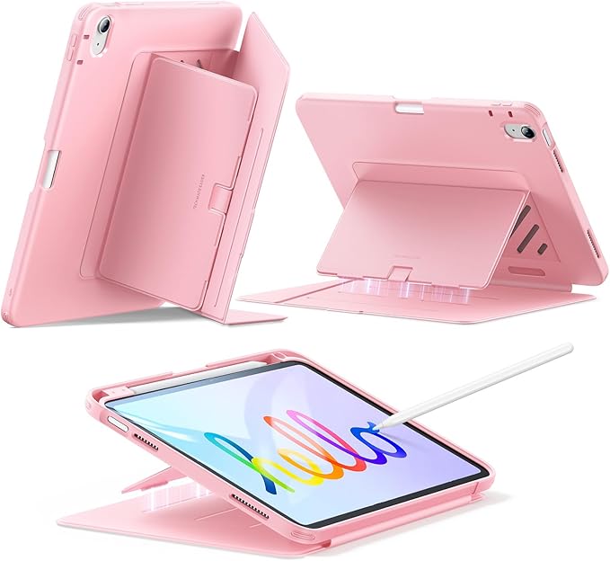 ESR for iPad A16 Case, iPad 11th/10th Generation Case (2025/2022), Vertical Stand Cover, Multi Stand Angles, Ultra-Stable Cover with Pencil Holder, Flip Series, Pink | (2025/2022), Multi Stand Angles, Ultra-Stable Cover, with Pencil Holder, Pink