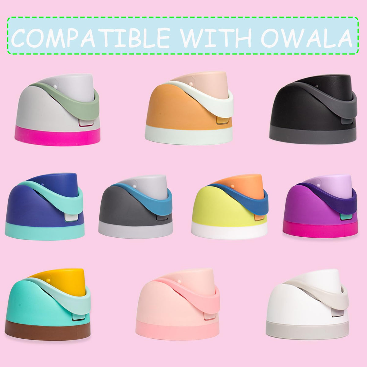 Replacement Lid for Owala Freesip, Compatible with Owala Cup 16oz 24oz 32oz 40oz, One Button Water Bottle Top Lid Replacement Accessory and Straws, Leakproof, BPA-Free (fog)