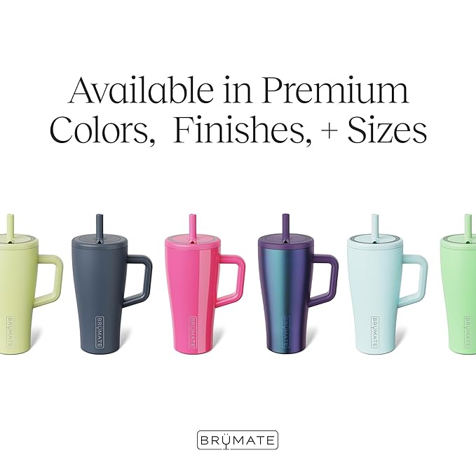 BrüMate Era 20 oz Tumbler with Handle and Straw | 100% Leakproof Insulated Tumbler with Lid and Straw | Made of Stainless Steel | Cup Holder Friendly Base | 20oz (Rose Taupe)