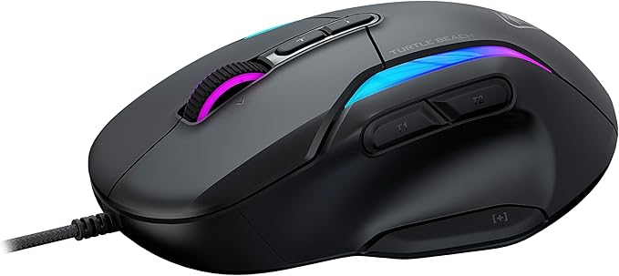 Turtle Beach Kone II Wired RGB Gaming Mouse, 26000 DPI Optical Sensor, 100M Click Life Optical Switches, 23 Customizable Inputs, Ergonomic Design, 4D Scroll Wheel, Pure PTFE Glides - Ash Black