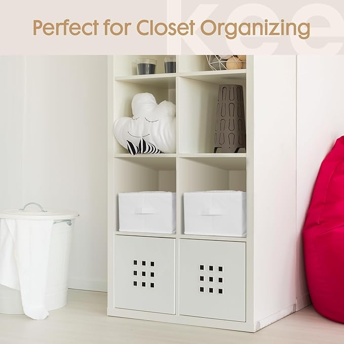 Criusia 6 Pack Large Clothes Organizer, Wardrobe Closet Organizer and Storage with Handles, Foldable Fabric Closet Organizers Dividers for Clothing, Pants, Jeans, Sweater, T-shirts, White