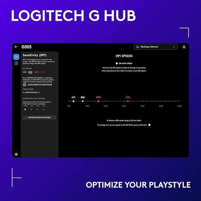 Logitech G305 Lightspeed Wireless Gaming Mouse, Hero Sensor, 12,000 DPI, Lightweight, 6 Programmable Buttons, 250h Battery, On-Board Memory, Compatible with PC, Mac - Lilac