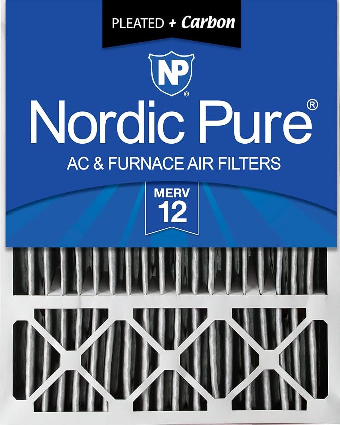 Nordic Pure 20x25x5 Lennox X6673 X6675 Replacement Ã‚ MERV 12 Pleated + Carbon
