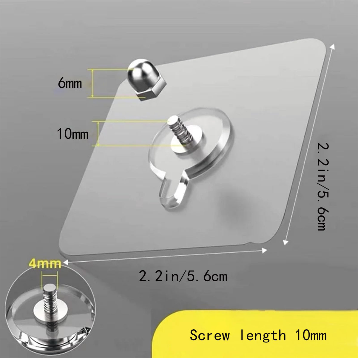 20 PCS Adhesive Hooks Heavy Duty, Screw Free Sticker, Seamless Screws for Wall Mount, No-Trace Sticker Frame Hangers Without Nails for Mount Wall Shelf，for Kitchen，Home，Office(10mm)