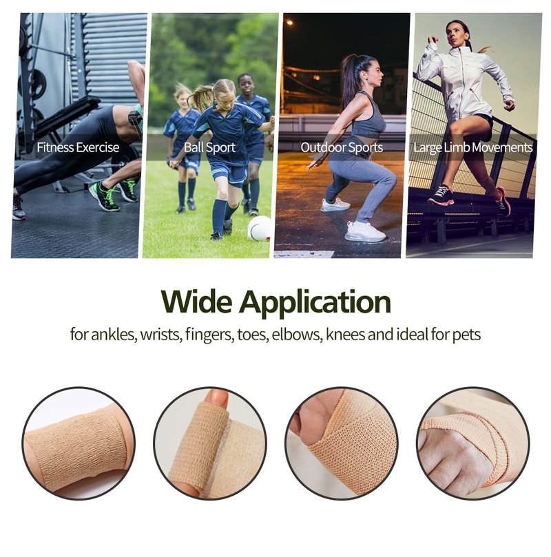 2" Self Adhesive Bandage Wraps, 6pcs Vet Wraps, Orange, 5 Yard Self Adherent Wraps for Sports, Wrist, Ankle and Swelling