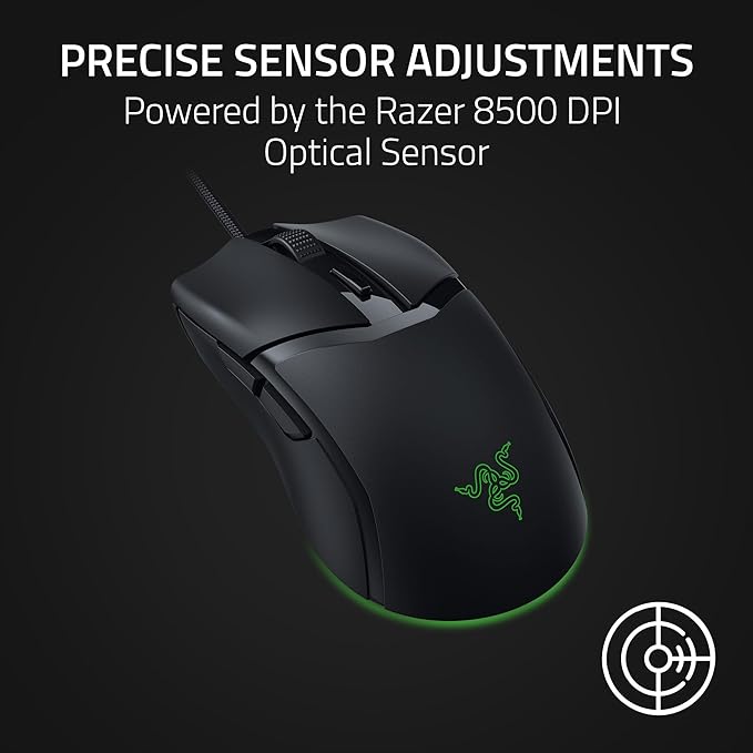Razer Cobra Wired Gaming Mouse: 58g Lightweight Design - Gen-3 Optical Switches - Chroma RGB Lighting with Underglow - Precise 8500 DPI Optical Sensor - 100% PTFE Mouse Feet - Speedflex Cable - Black