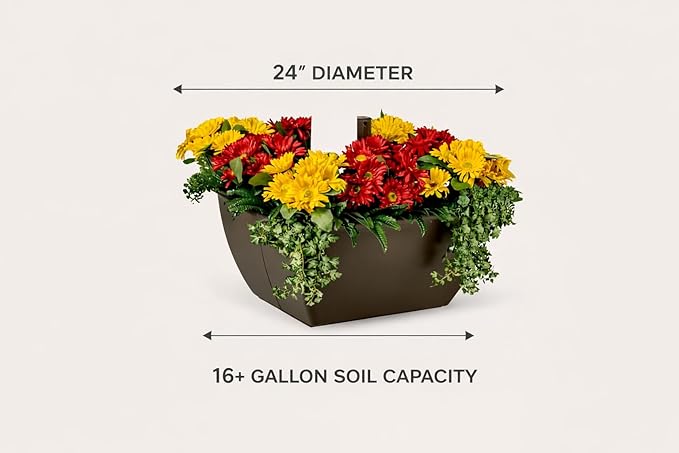 SnapPot® Mailbox Planter Wrap – 24 Inch Resin Planter for 4x4 and 6x6 Posts, Extra Large 16+ Gallon