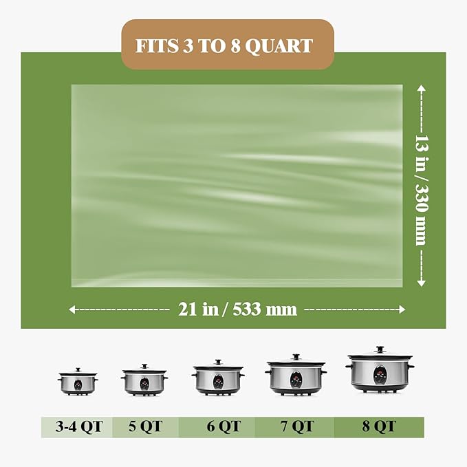 WZHSBSAQ Slow Cooker Liners, 60 Cooking Bags, Large Disposable Pot Liner Plastic Bags for 3QT to 8QT Slow Cookers, 13 in. x 21 in.