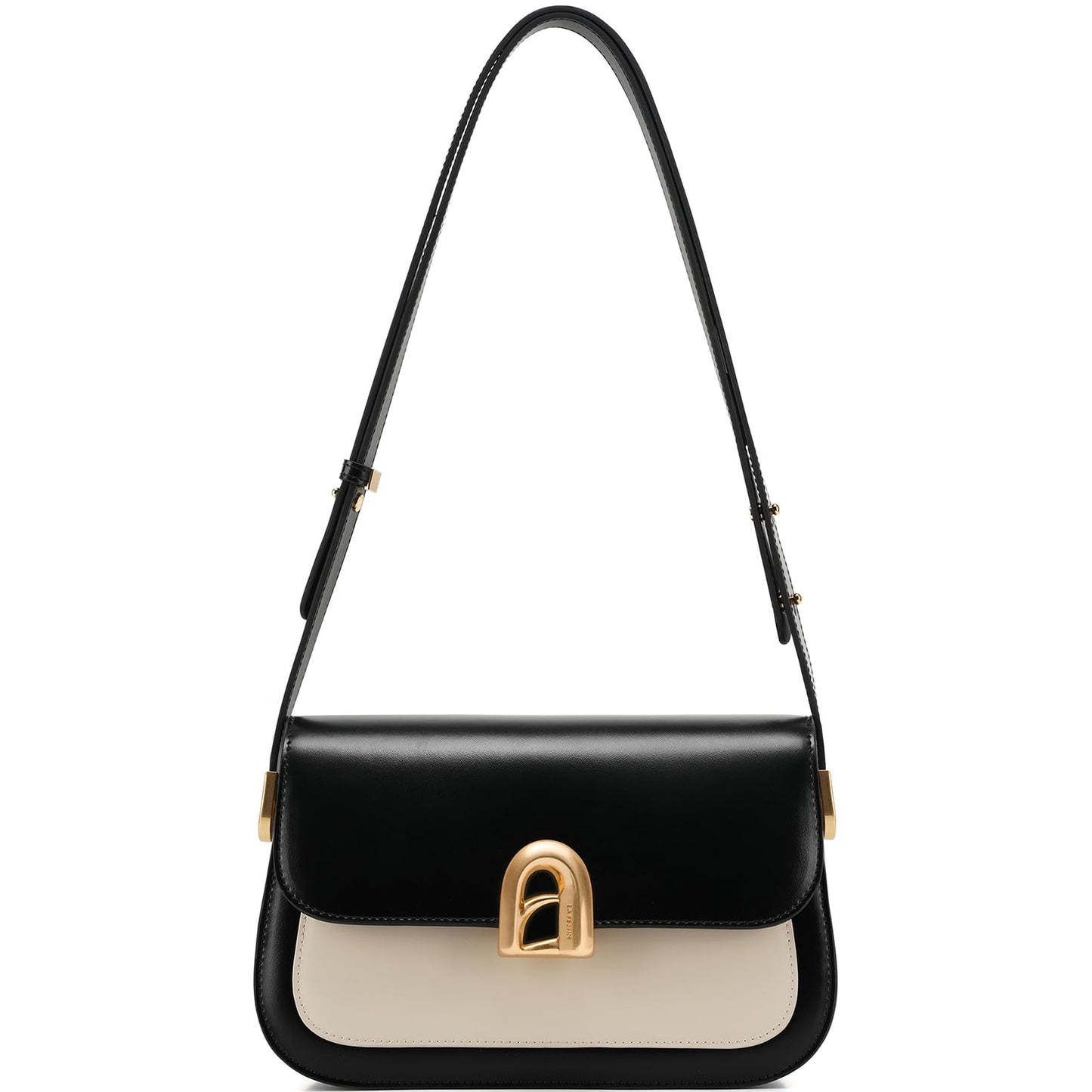 LA'FESTIN Genuine Leather Shoulder Purse for Women, Designer Handbag with Adjustable Strap, Going Out Crossbody Bag (White)