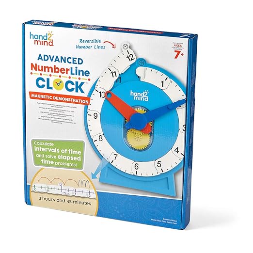 Hand2mind Advanced Magnetic NumberLine Clock for Demonstration, Math Manipulatives for Telling Time, Learning Clock, Teaching Supplies for Kids