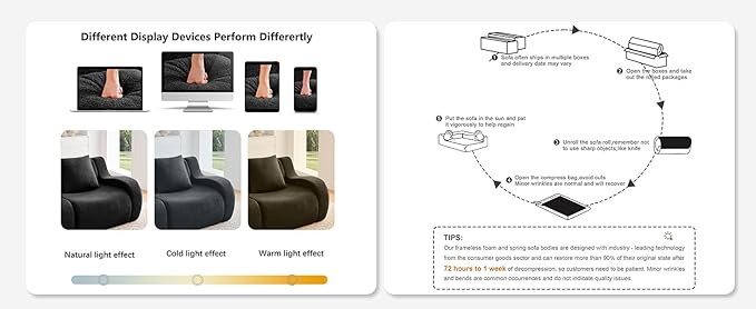 Black U-Shaped Cloud Couch with 2 Ottomans, Modern Teddy Fabric Boneless Sectional Sofa in a Box for Living Room, Modular Floor Couch, Deep Seat, No Assembly Required, Sofas para Sala