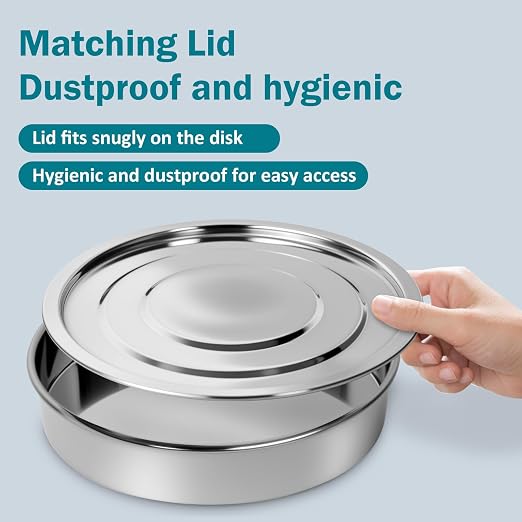 Lab Sieves Pan with Lid, LVDALAB All 304 Stainless Steel Test Sieve, Sample