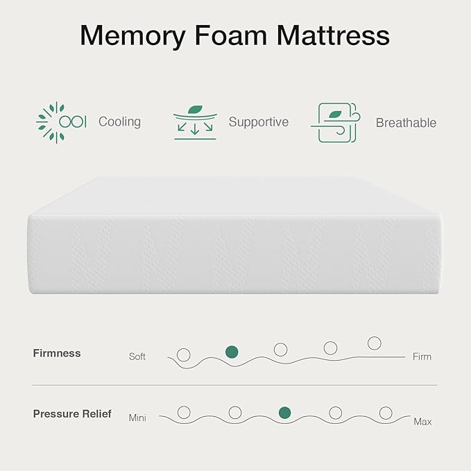 Novilla 14 inch Twin Memory Foam Mattress, Gel Memory Foam Mattress for Cooling Night Sleep & Pressure Relief, CertiPUR-US Certified