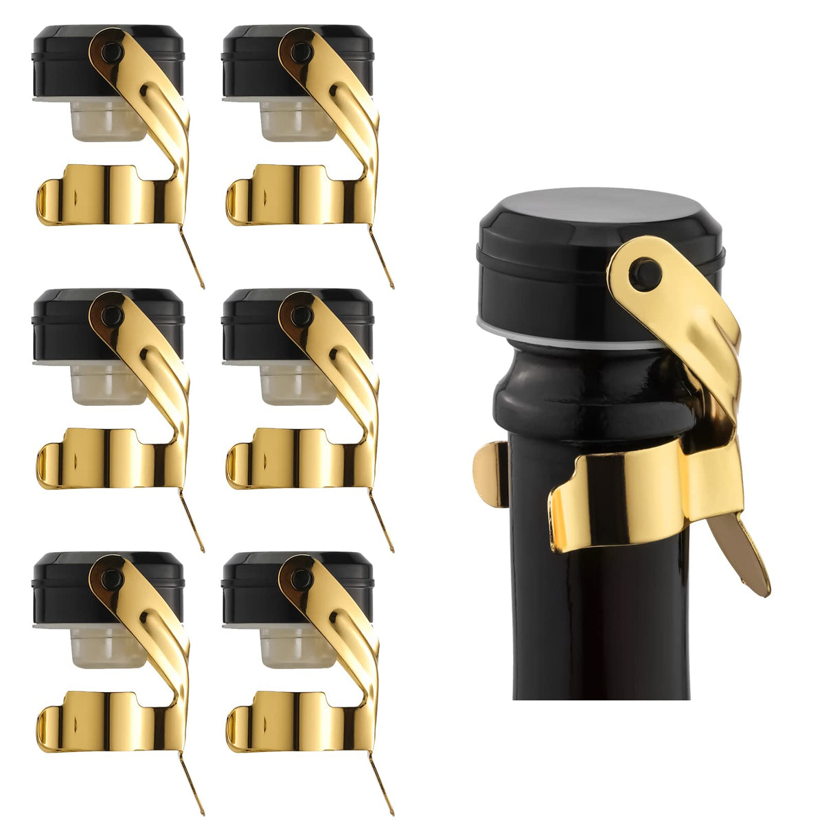 WOTOR Champagne & Wine Bottle Stoppers, 12 Pack, Gold