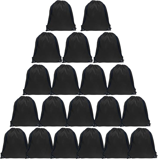 GoodtoU Drawstring Bags - 20 Pcs Bulk Gym Sacks, Cinch Backpacks for Women & Men, Black