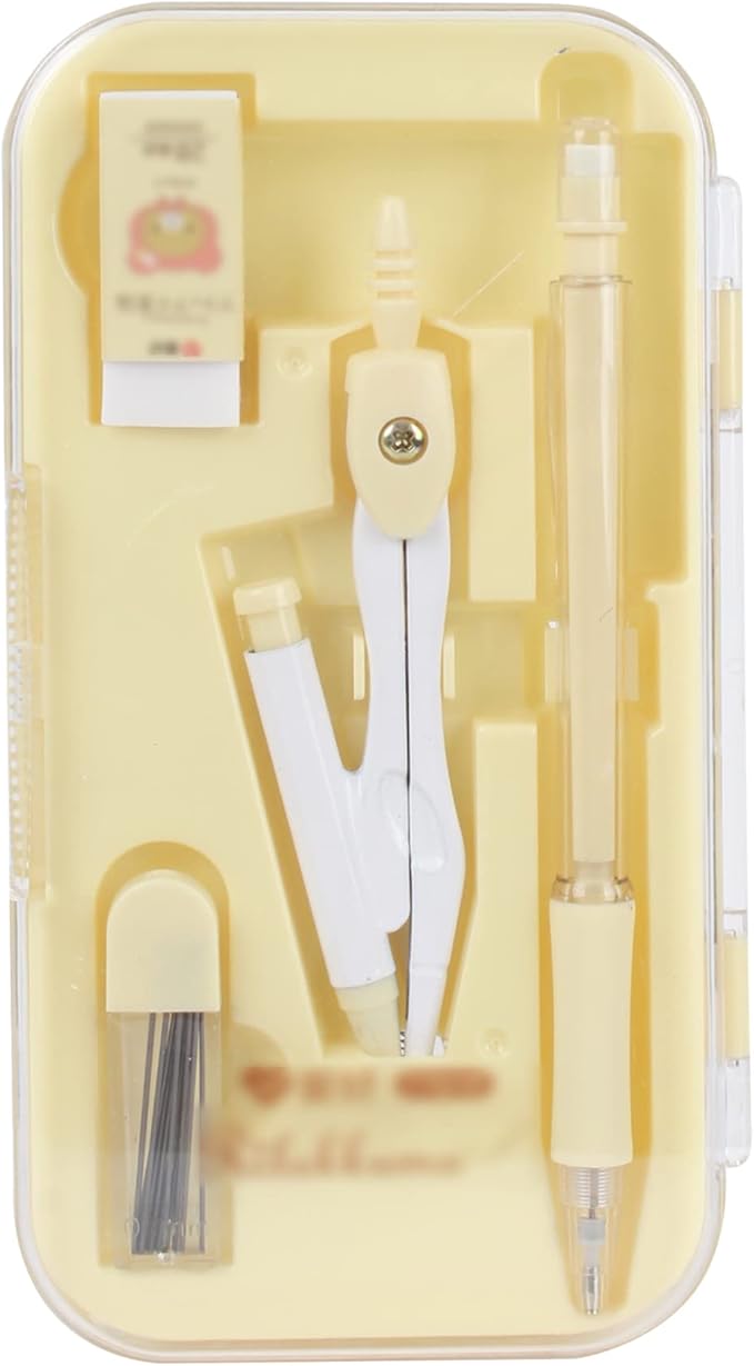 LABANCA 8 Pcs Compass Set with Protractor Rulers Pencil for Math Geometry (07053Yellow)