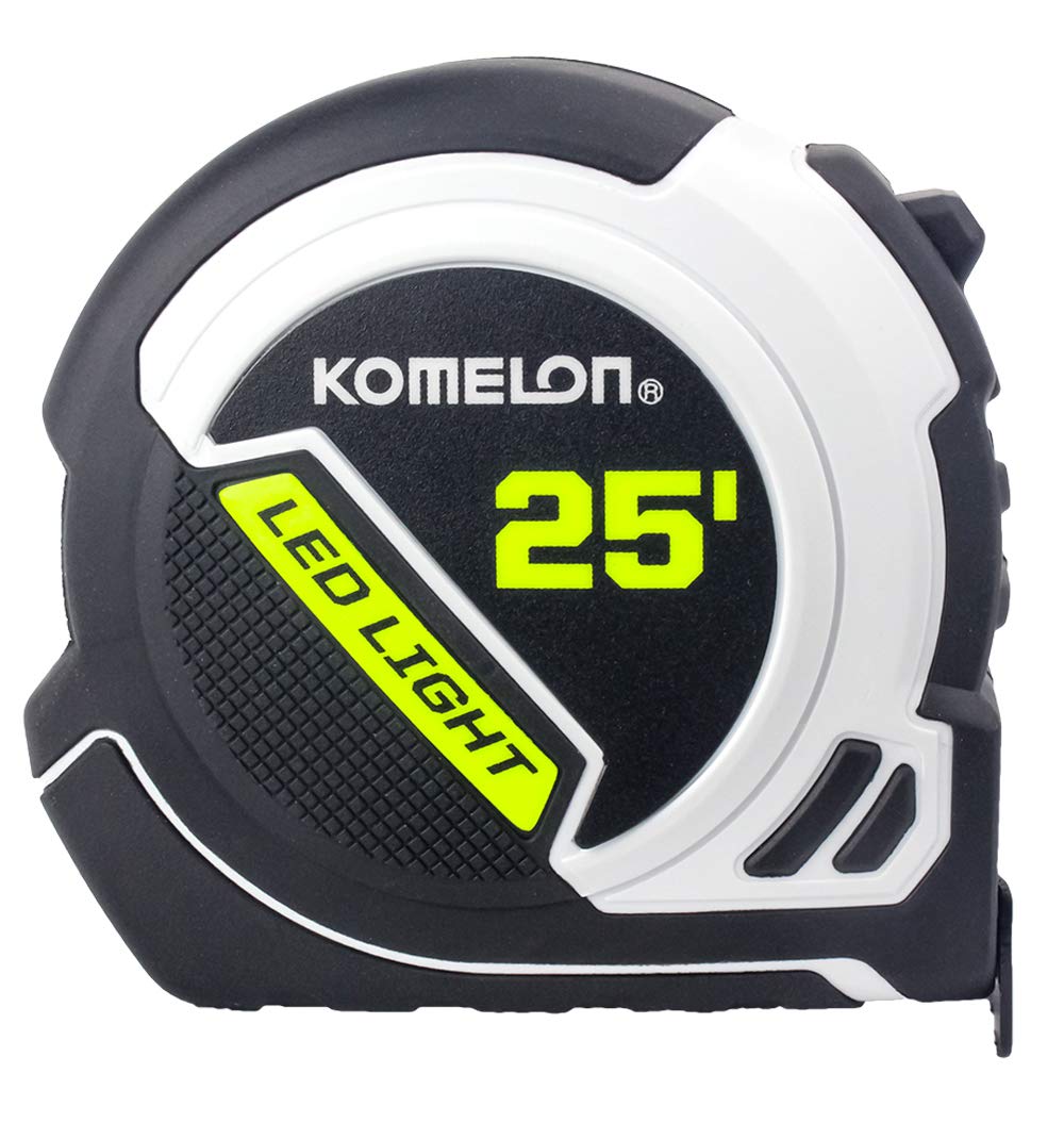 Komelon LED Light Tape Measure, White/Black - 25ft. - 25LED