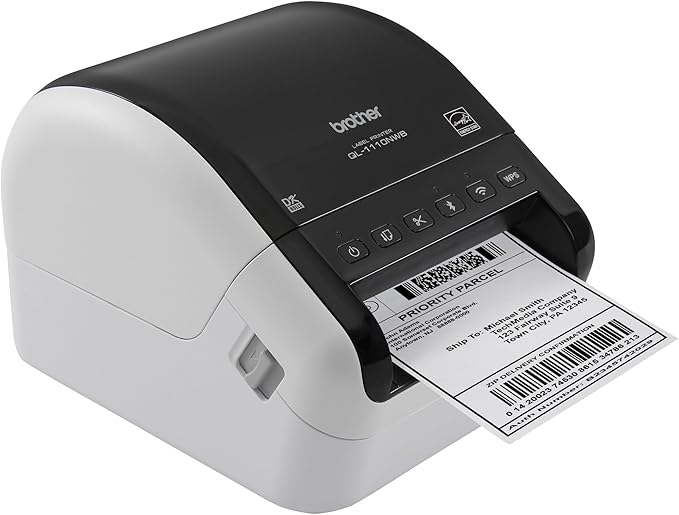 Brother QL-1110NWB Wide Format, Postage and Barcode Professional Thermal Monochrome Label Printer with Wireless Connectivity