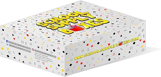 School Supply Boxes | Budget Saver Case (4 Boxes) | Back to School Essentials Kit for Students & Teachers | Includes Spiral Notebook, Crayons, Pens, Pencils, Glue & More