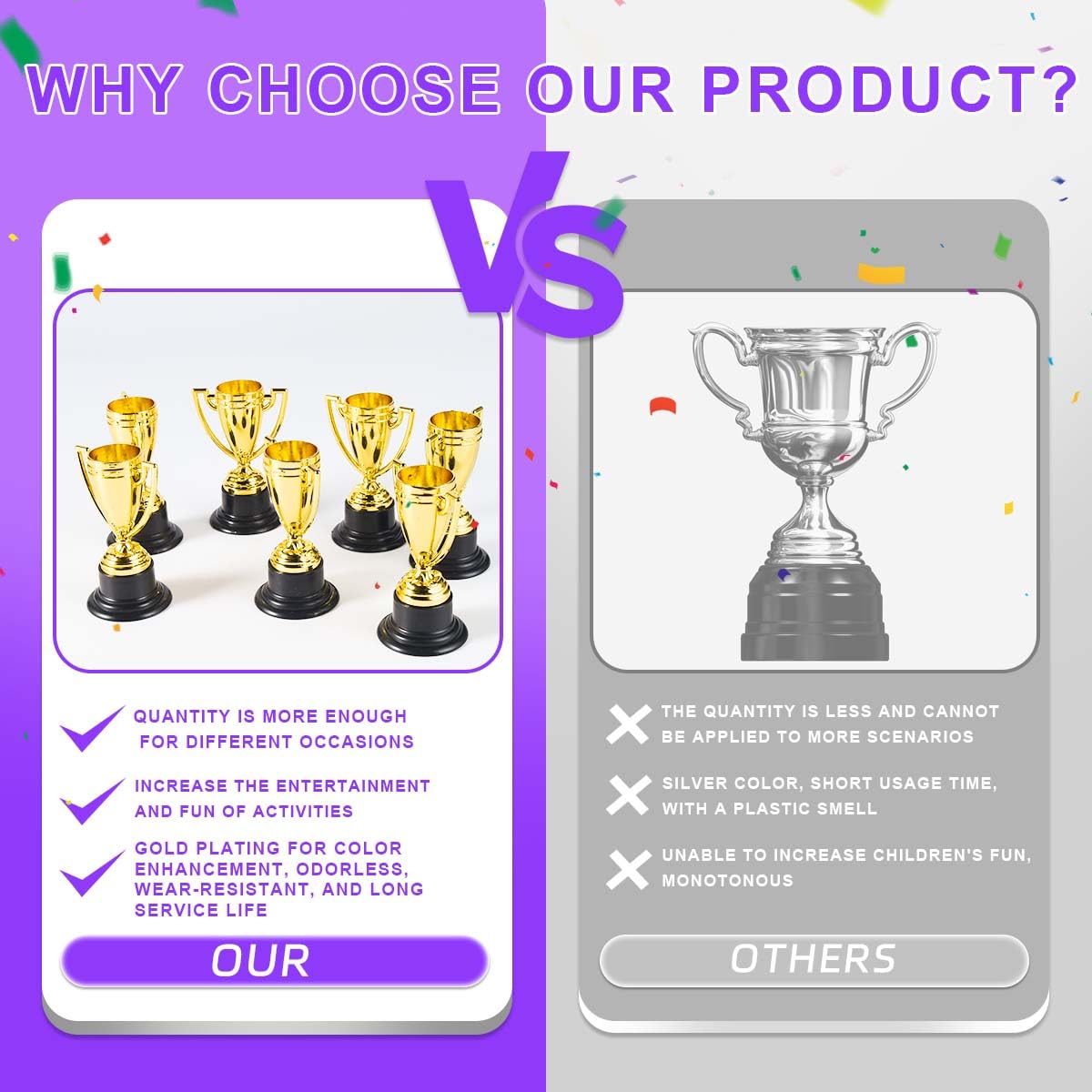 SenseYo 24 Pack Mini Trophies Cups, Gold Trophy Award, Plastic Trophies for Kid, 4 Inch Award Trophies for Kids Party Favors, Winning Prizes