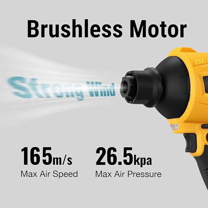 Cordless Compressed Air Duster & Blower Compatible with dewalt 20V MAX Battery (Tool Only), Brushless Motor, 3-Speed Adjustable, 50,000 RPM, LED Light, Portable Inflatable Pump for Cleaning, Camping