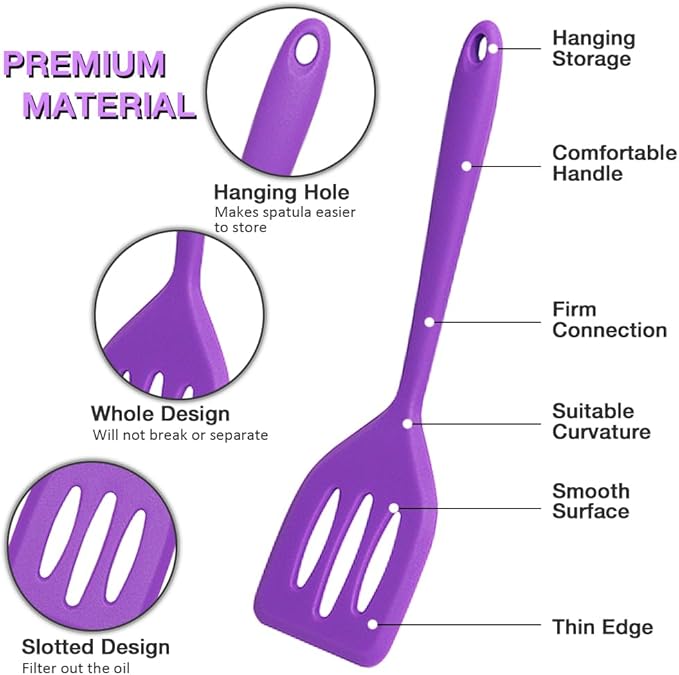 Pharamat 5 Pcs Small Silicone Spatula, Mini Slotted Turner for Egg, Pancake