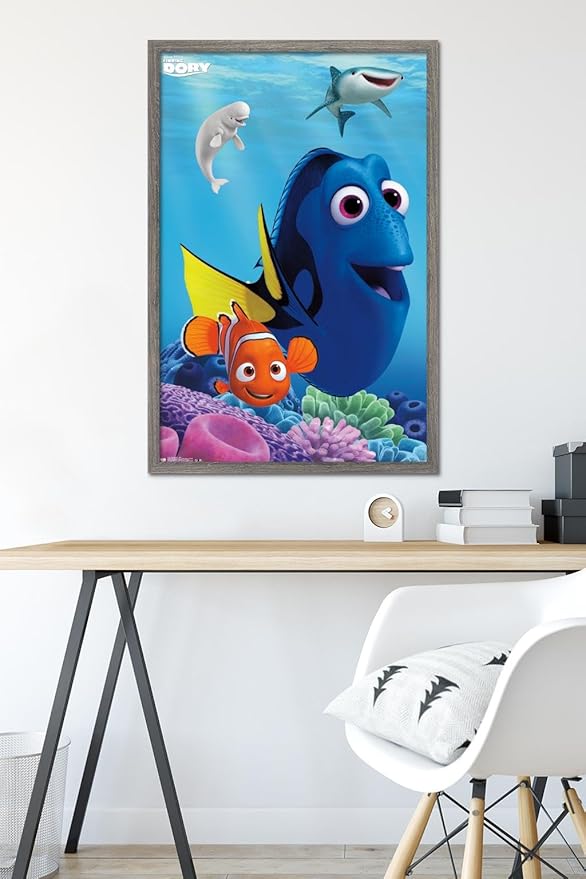 Trends International Disney Pixar Finding Dory - Dory Wall Poster, 22.375" x 34", Barnwood Framed Version