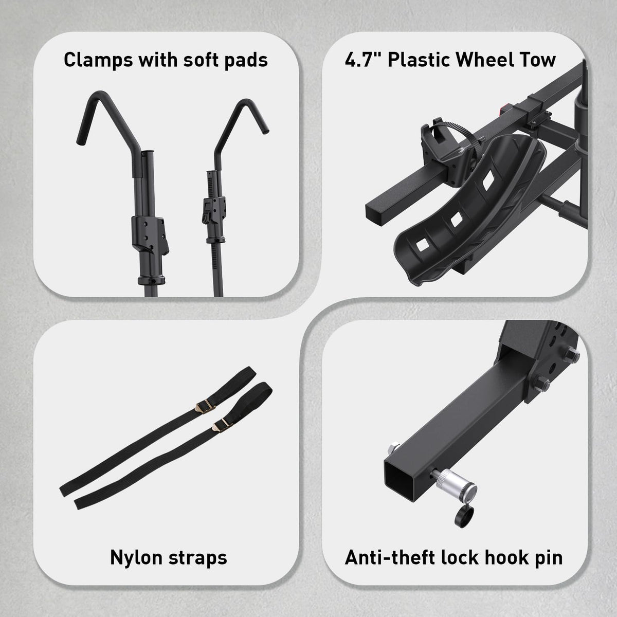 CRINDAR E-Bike Rack for 2 Bikes, 200lbs Heavy Duty Hitch Mount Bike Rack, No Frame Contact Bike Carrier for Car SUV Truck, Tilting & Folding, Up to 4.7" Fat Tire E-Bikes, 2" Receiver, Black
