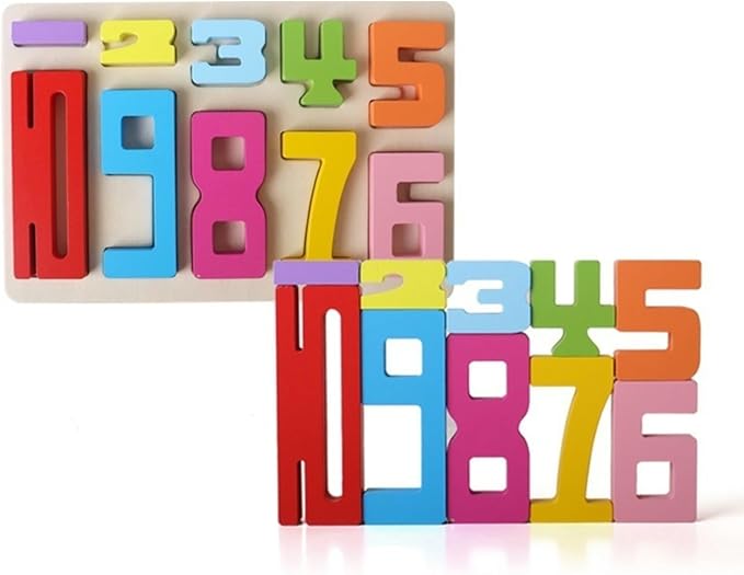 10PCS Wooden Number Building Blocks Montessori 1-10 - Wooden Stacking Numbers Math Toys, Friends of Ten Number Blocks, Basic Number Counting Blocks with Play Guide, Number Toys for Toddlers 1-3