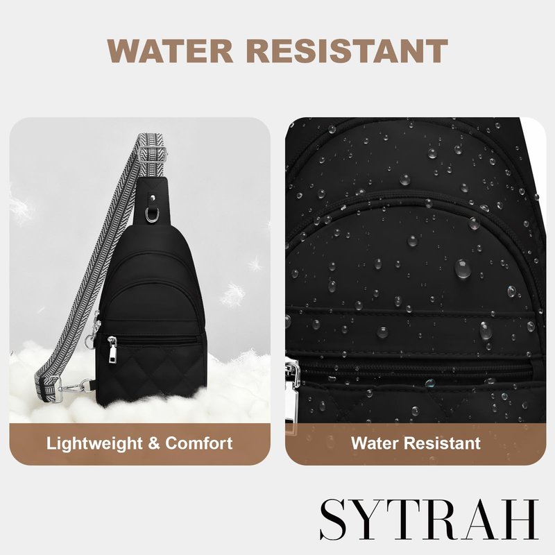SYTRAH Sling Bag for Women, Anti-Theft RFID Crossbody Bag Nylon Sling Purse for Travel, Puffy Small backpack for Daily Hiking Sports Black
