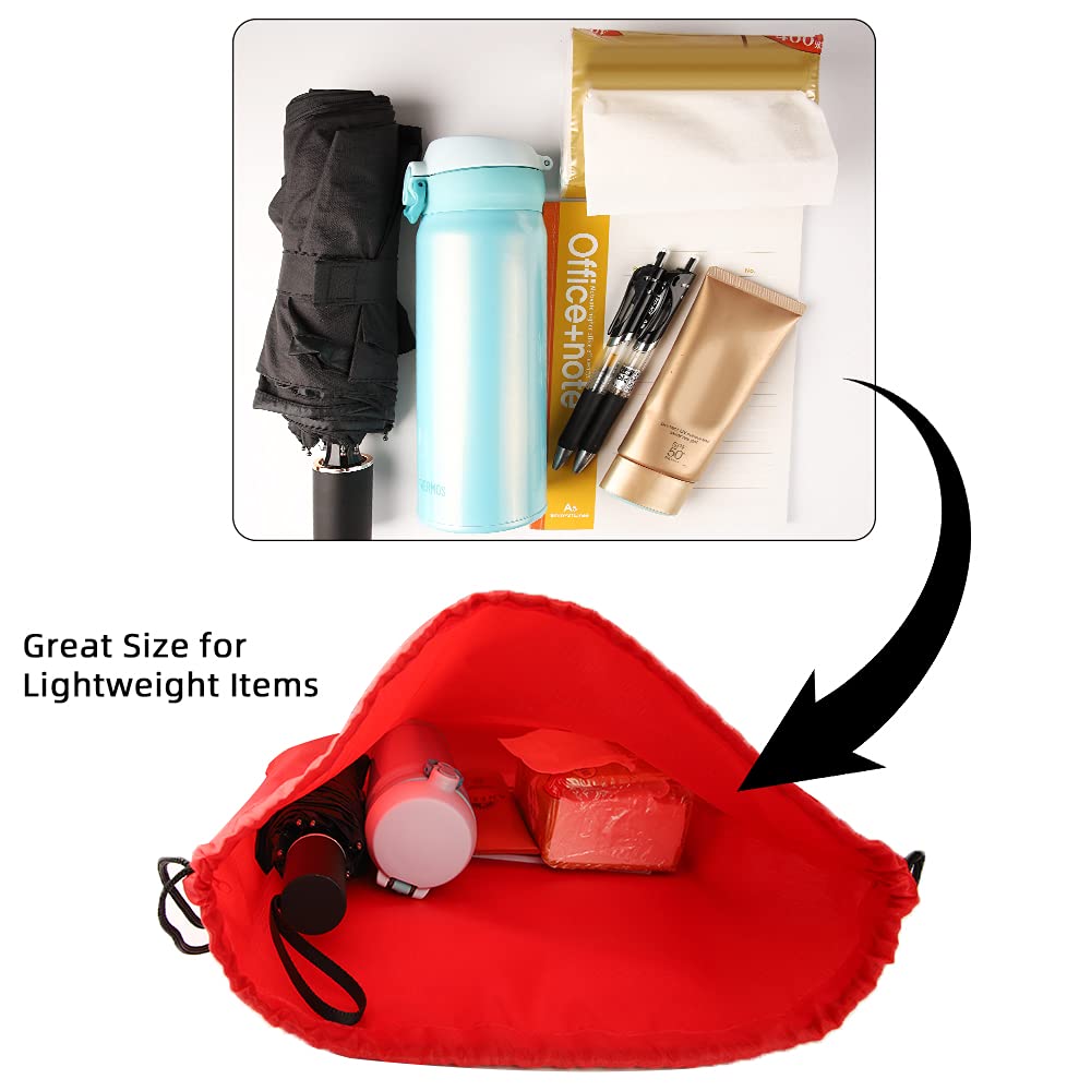 GoodtoU Drawstring Backpack, Nylon Cinch Sack Gym Bag for Sport, Traveling, Team (Red, 128Pcs)