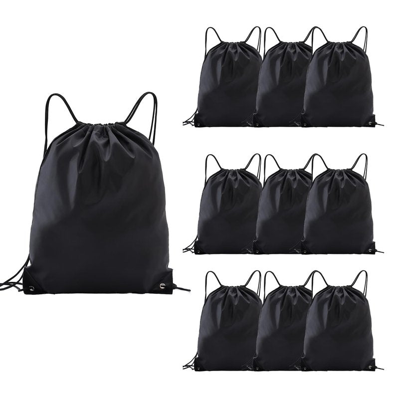 Haokuaile Drawstring Backpacks,10 Pack — Lightweight Drawstring Bags, Gym Sack for Sports, Daily Use & Travel (10, Black)