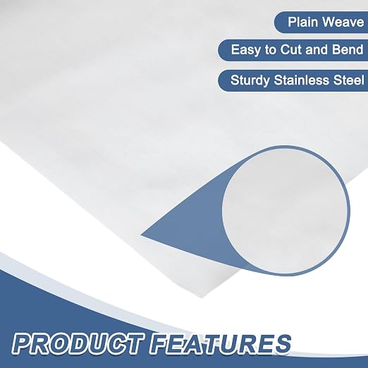 uxcell 500 Mesh 79" x 10" Woven Wire Mesh, 316 Stainless Steel Air Vent Filter
