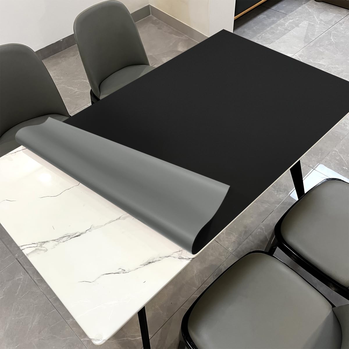 Zinkooat Dining Table Cover Protector for Dining Room Table - Can Be Used On Both Sides Waterproof and Easy to Clean Good Flatness Used for Dining Table(Black+Gray 44x78)