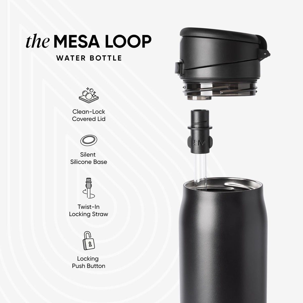Simple Modern Mesa Loop Water Bottle with Covered Straw and Handle | 30oz Cup Holder Friendly Insulated Stainless Steel Bottles for Travel, Sports and School | Iris Sage